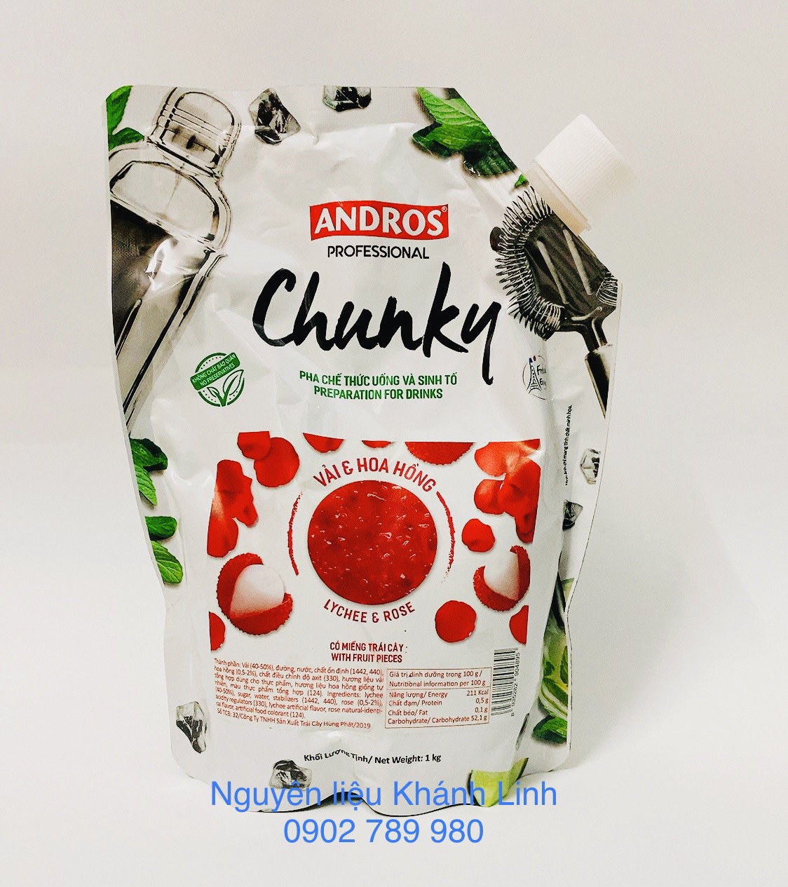 Mứt vải & hoa hồng Chunky 1Kg